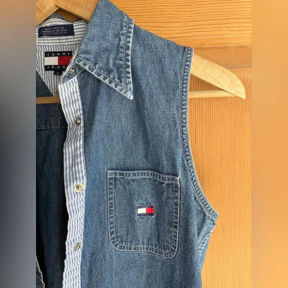 Tommy Hilfiger Denim Button-Up Tank | Heritage | Size 6 - Picture 4 of 6